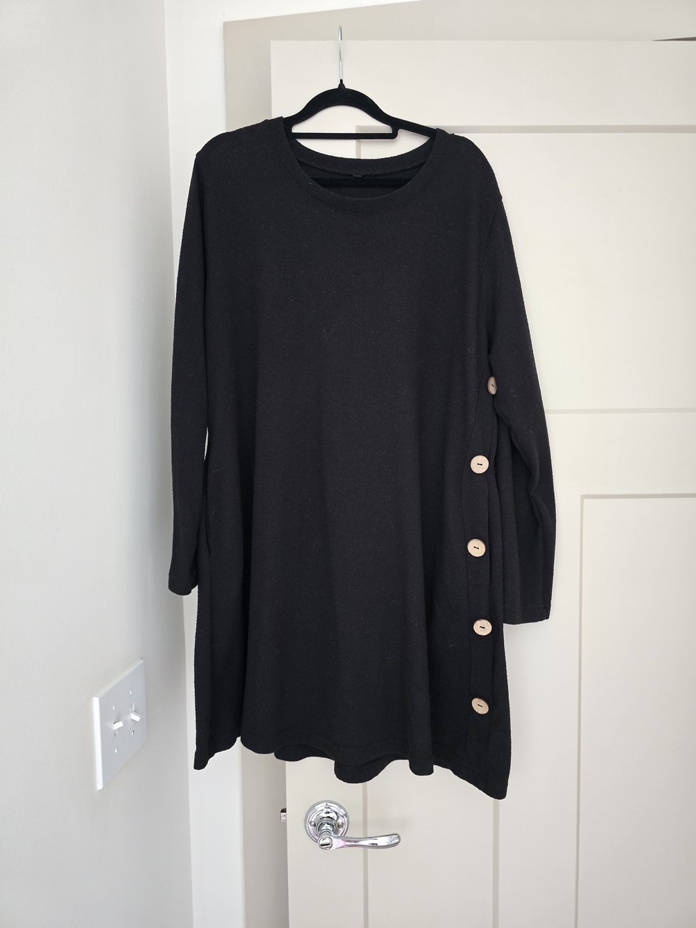 Black Button-Accent Sweater Dress